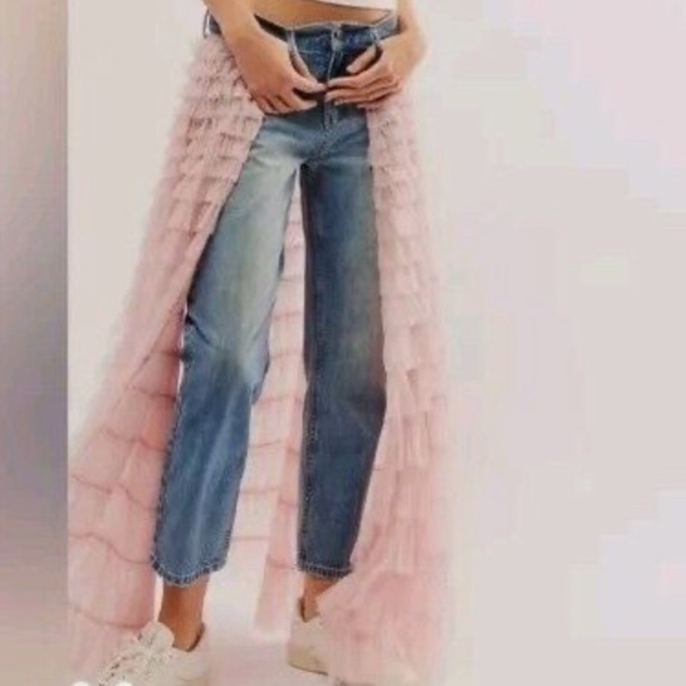 Free People We the Free pirouette tulle ruffle tutu balletcore jeans 32 NWT